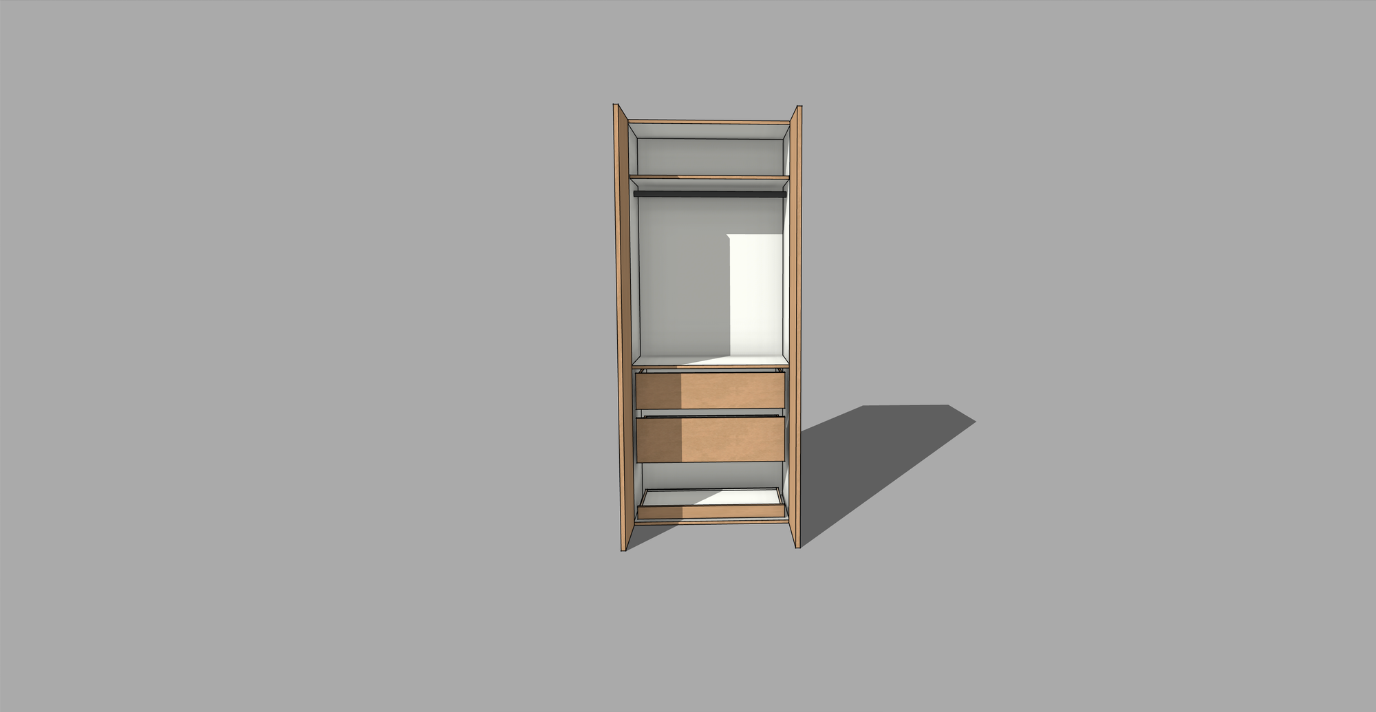FRM_TDF_2DRW1TRAY HANGING [ 2DRAWERS, 1 TRAY, HANGING, LRH HINGED]