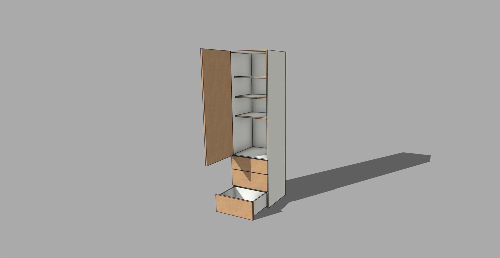 FRM_TDF_BREAKFAST_LHS 3DRAWER [HINGED_3 SHELF, 3DRWERFRONT]